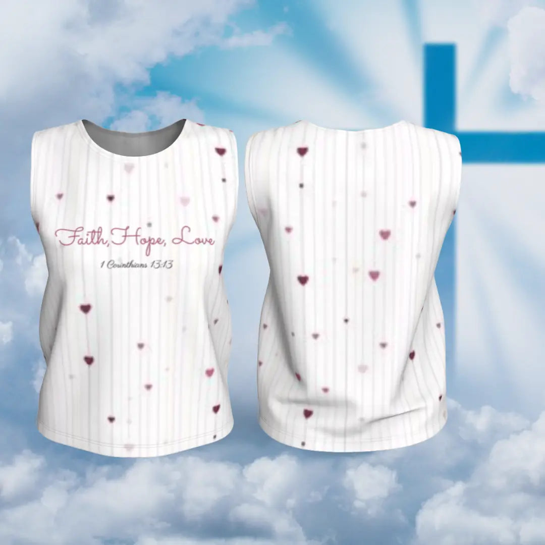 Christian Women’s Top — Hearts of Faith graceful style shirt (front view)