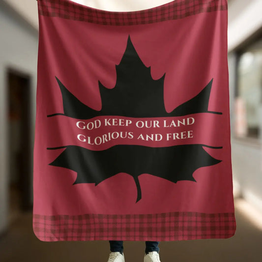 Limited Edition Canada Day Blanket “God Keep Our Land” – Red and White Heritage Throw for Canadian Celebrations
