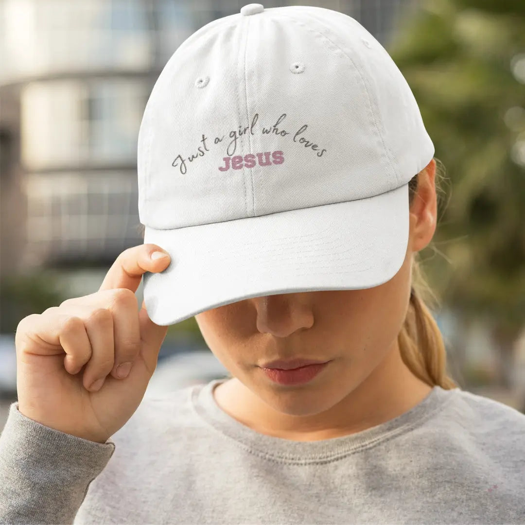 Christian Baseball Cap for Women – Just a Girl Who Loves Jesus Embroidered Cap